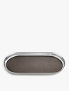 GEORG JENSEN マンハッタン ステンレススチール&レザートレイ 35x18cm Manhattan stainless steel and leath...
