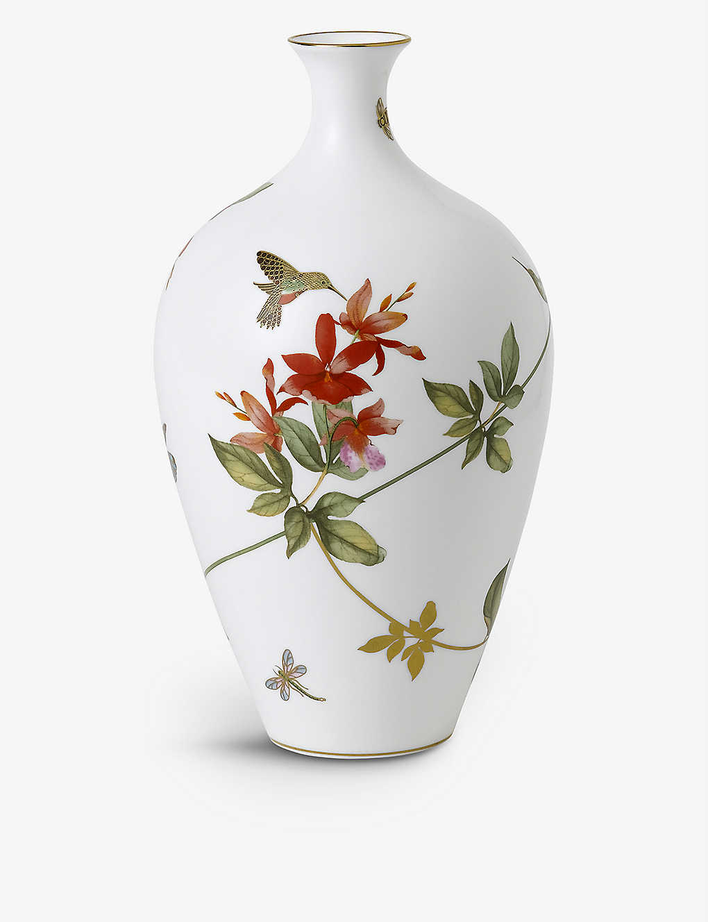 WEDGWOOD ハチドリの手描きファインボーンチャイナ花瓶 25cm Hummingbird hand-painted fine bone chin..