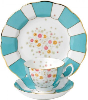 ロイヤルアルバート ティーカップ ROYAL ALBERT 100 イヤー ミント デコ 3ピース ティーセット(1930's） 100 years mint deco 3-piece tea set (1930's)