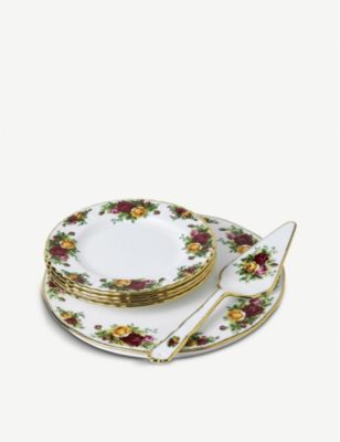 ROYAL ALBERT I[h Jg[ [Y {[`Ci P[L T[o[ 6Zbg Old Country Roses bone china cake server set of six