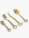 SELETTI キートレリー ゴールドトーン ステンレススチール カトラリー 24ピース セット Keytlery gold-toned stainless s...