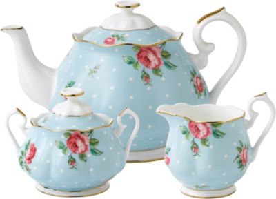 ロイヤルアルバート ティーカップ ROYAL ALBERT ポルカ ブルー 3ピース ティーセット Polka Blue three-piece tea set