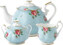 ROYAL ALBERT ポルカ ブルー 3ピース ティーセット Polka Blue three-piece tea set