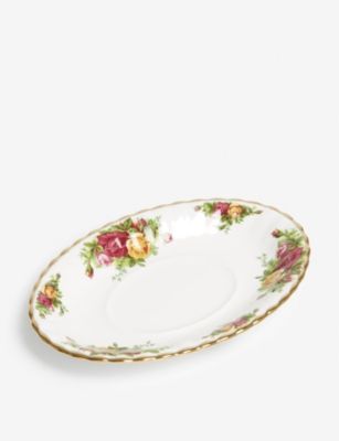 ROYAL ALBERT I[h Jg[ [Y \[X {[g X^h Old Country Roses sauce boat stand