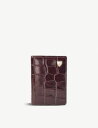 ASPINAL OF LONDON ダブルフォールド クロコダイルエンボス パテント レザー カード ケース Double-fold crocodile-emb...