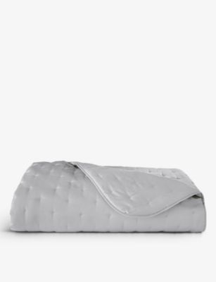 YVES DELORME トリオンプ コットンサテン ベッド カバー Triomphe cotton-sateen bed cover #SILVER