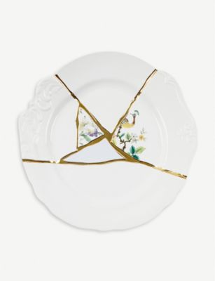 SELETTI LcM N2 |[ZC Ah 24ct S[h fBi[v[g 27cm Kintsugi N2 porcelain and 24ct gold dinner plate 27cm