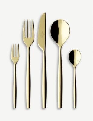VILLEROY & BOCH メトロシック ドール ゴールドプレーテッド ステンレススチール 30ピース カトレア MetroChic d'Or gold-plated stainless steel 30-piece cutlery set #GOLD