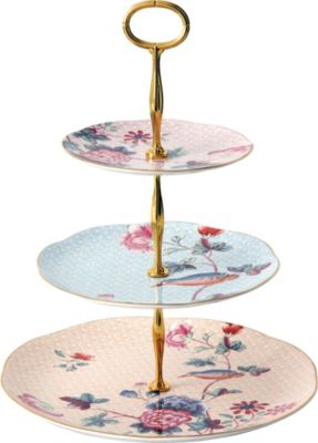 WEDGWOOD NbN[ X[eBA `Ci P[LX^h Cuckoo three-tier china cake stand