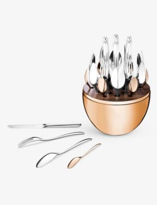 CHRISTOFLE ࡼ 18ct   Сץ졼ƥå ƥ쥹 ȥ꡼ 24ܥå Mood 18ct rose-gold and silver-plated stainless-steel cutlery set of 24