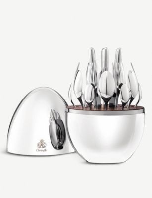 CHRISTOFLE ࡼ Сץ졼ƥå ƥ쥹 ȥ꡼å 24ܥå MOOD silver-plated stainless steel cutlery set of 24