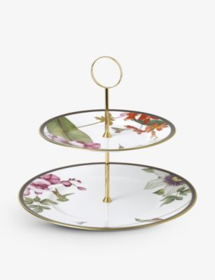 WEDGWOOD n~Oo[h t@C{[`Ci c[eBA P[LX^h Hummingbird fine bone china two-tier cake stand