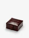 ASPINAL OF LONDON クロコダイルエンボス レザー スタッド ボックス Crocodile-embossed leather stud box #...