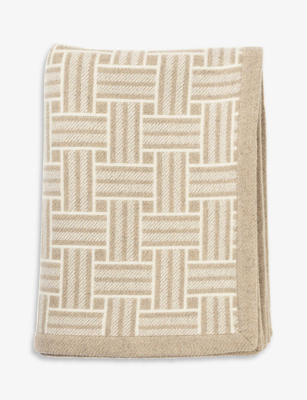 JOHNSTONS Хå  㥫   ߥ֥  180x131cm Basket weave jacquard wool and cashmere-blend throw 180x131cm #NATURAL