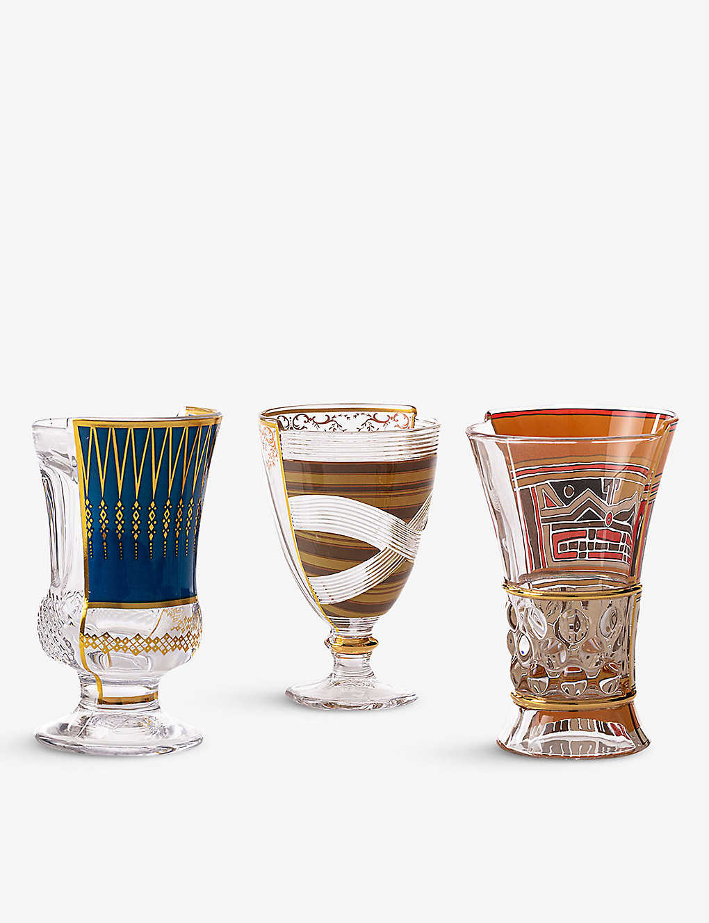 SELETTI ハイブリッド パノティア プリント カクテル グラス 3個セット Hybrid Pannotia printed cocktail glasses set of three