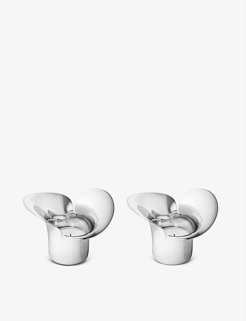 ボタニカ アロマグッズ GEORG JENSEN ブルーム ボタニカ ポリッシュ ステンレススチール ティーライト ホルダー 2個パック Bloom Botanica polished stainless-steel tealight holders pack of two