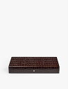 ASPINAL OF LONDON クロコダイルエンボス レザー アンド ウッド バックギャモン セット 45cm Crocodile-embossed leather and wood backgammon set 45cm #AMAZONBROWN