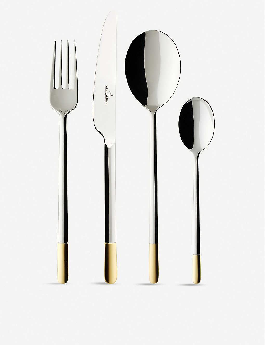 VILLEROY & BOCH  ɥץ졼 ƥ쥹 ȥ꡼ 113ԡ å Ella gold-plated stainless steel cutlery 113-piece set #silverandgold