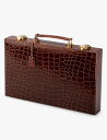 ASPINAL OF LONDON クロコエンボス レザー バックギャモン セット 45cm Croc-embossed leather backgammon set 45cm #AMAZONBROWN