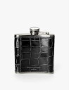 ASPINAL OF LONDON クラシック クロコダイルエンボス レザー アンド ステンレススチール ヒップ フラスコ 142ml Classic croc...