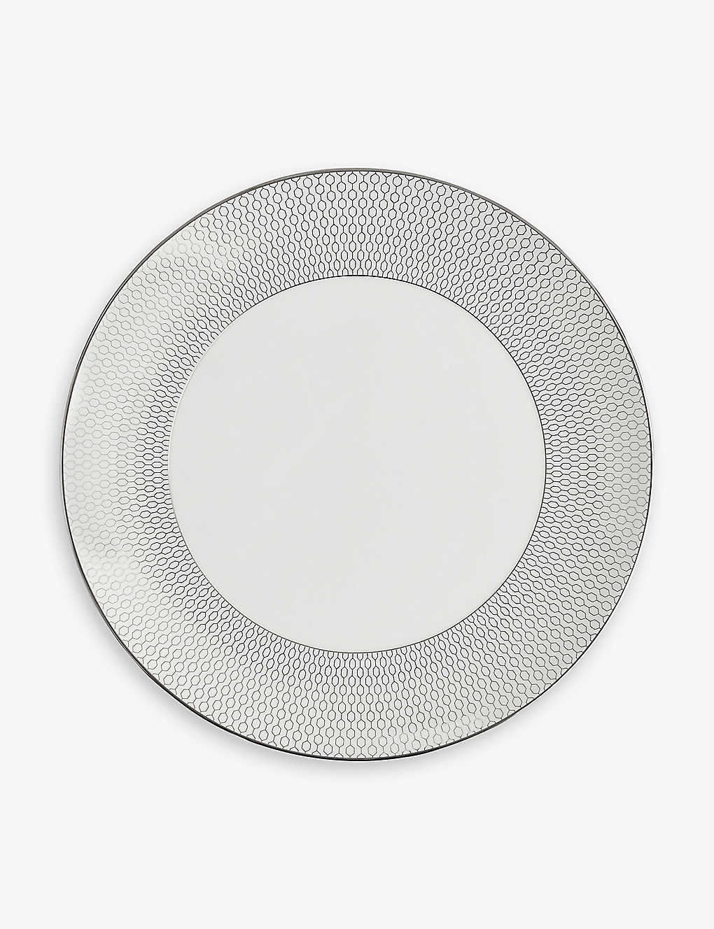 WEDGWOOD WIv`i ^bN 􉽊w͗l {[`Ci v[g 28cm Gio Platinum metallic geometric-pattern bone-china plate 28cm