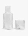 FERM LIVING リップル テクスチャード スモールガラス水差しセット 500ml Ripple textured small glass carafe ...