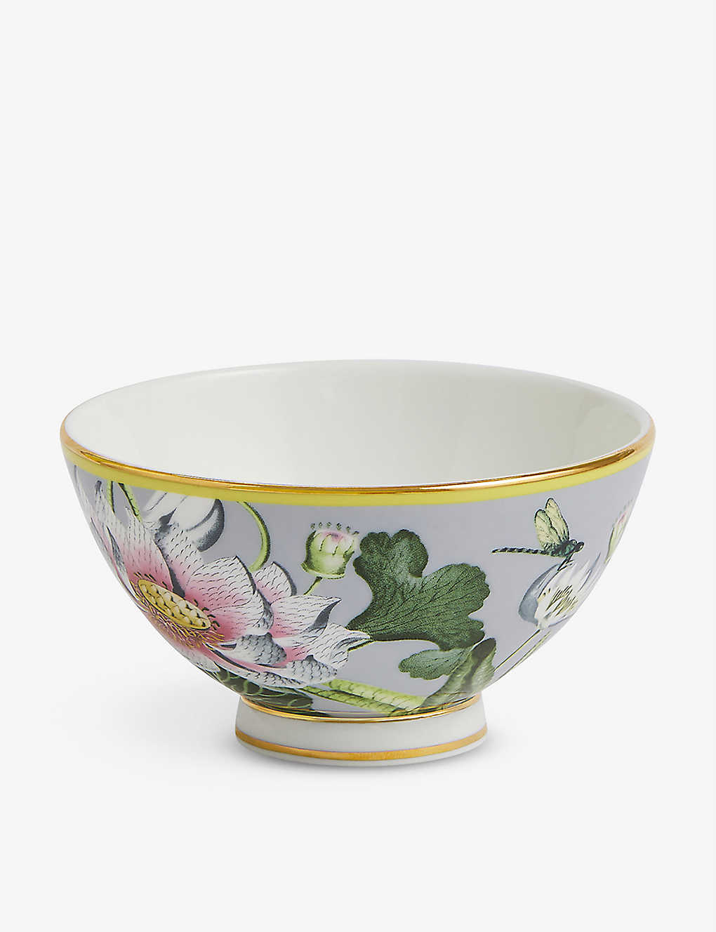 WEDGWOOD EH[^[[ t[vg F{[`Ci{E 11cm Waterlily floral-print gilded bone-china bowl 11cm