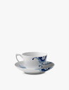 ROYAL COPENHAGEN ブルーフルーテッドメガカップ フローラルパターン 器ティーカップ&ソーサー 280ml Blue Fluted Mega Cu...