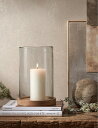 THE WHITE COMPANY ガラス&マンゴーウッド ラージ ハリケーン キャンドルホルダー 28.5cm Glass and mango-wood large hurricane candle holder 28.5cm CLEAR