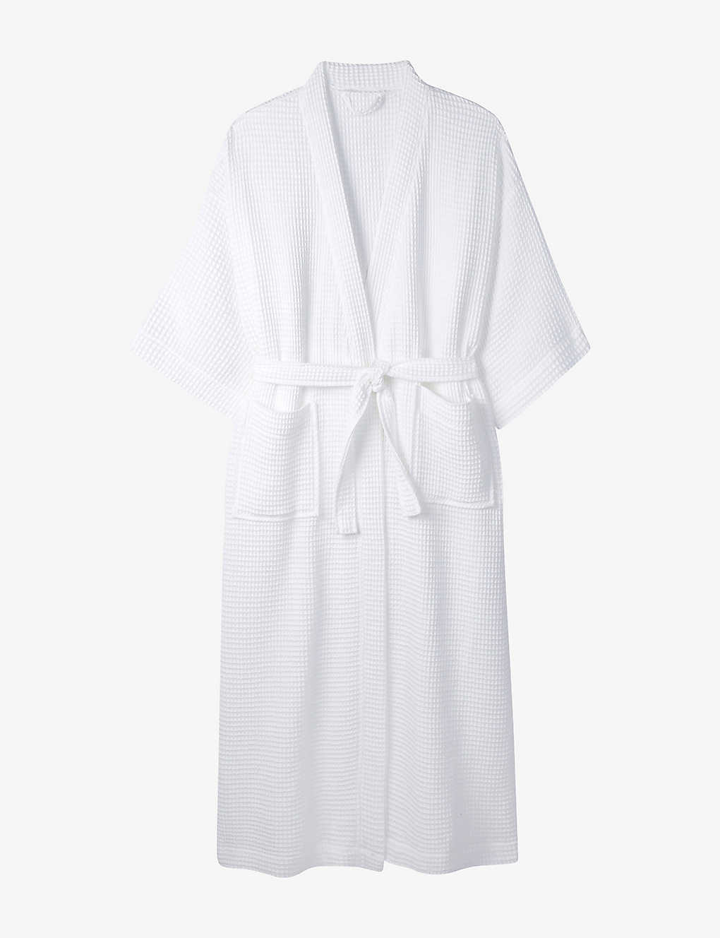 THE WHITE COMPANY bteNX`[ ONX Zt^C Rbg[u Waffle-texture long-length self-tie cotton robe White