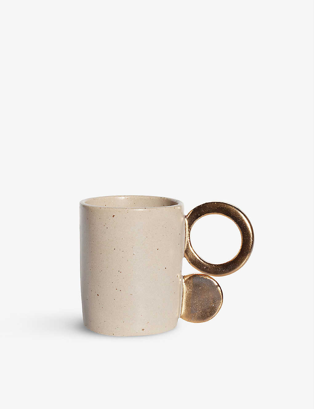 MIYELLE オービタル1 メタリックハンドル スペクルド セラミックマグ 9.5cm Orbital I metallic-handle speckled ceramic mug 9.5cm Cream and Gold