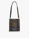 BARBOUR ブランドパッチ タータンプリント ワックストコットン ドッグ ウォーキングポーチ Brand-patch tartan-print waxed-cotton dog walking pouch OLIVE