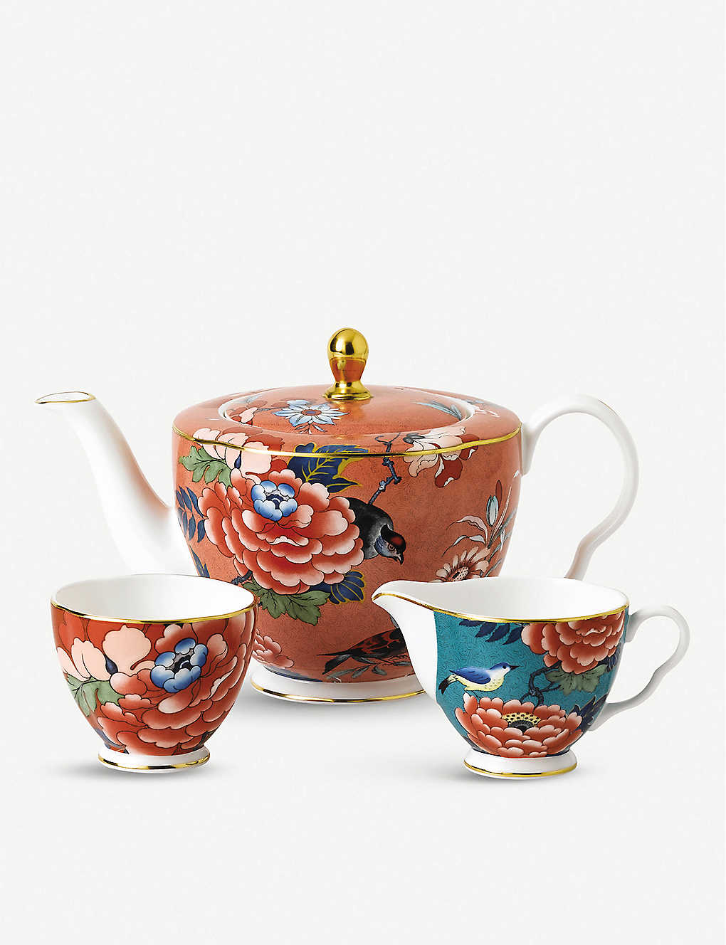 WEDGWOOD Paeonia Blush t[vg {[`Ci eB[Zbg Paeonia Blush floral-print bone-china tea set