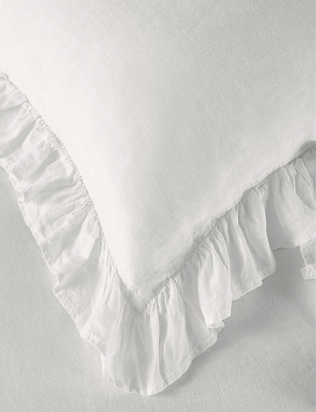 THE WHITE COMPANY カラ ラッフルトリム リネン&ヘンプブレンド エンペラー フラットシーツ Kara ruffled-trimmed linen and hemp-blend emperor flat sheet WHITE