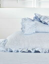 THE WHITE COMPANY カラ ストライプ リネンブレンド キング フラットシーツ Kara striped linen-blend king flat sheet WHITE/BLUE