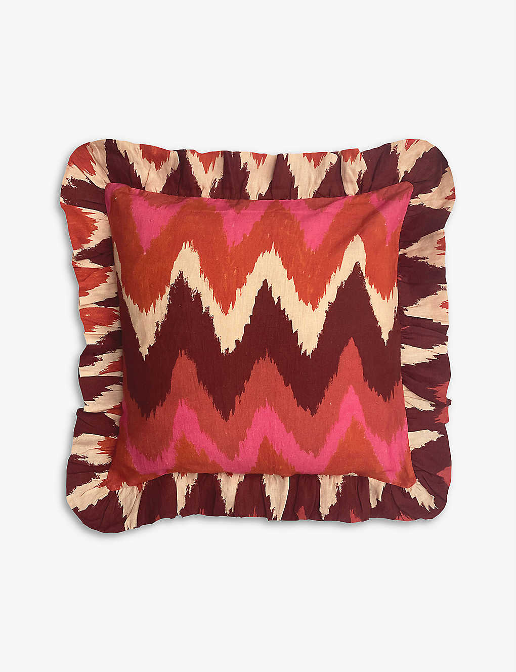 AMUSE LA BOUCHE ֥ѥ ץ ȥ å󥫥С 4545cm Chevron-pattern scalloped-trim cushion cover 45cm x 45cm RED