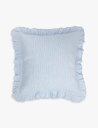 THE WHITE COMPANY カラ ストライプ リネンブレンド ピローケース 65×65cm Kara striped linen-blend pillowcase 65cm x 65cm WHITE/BLUE