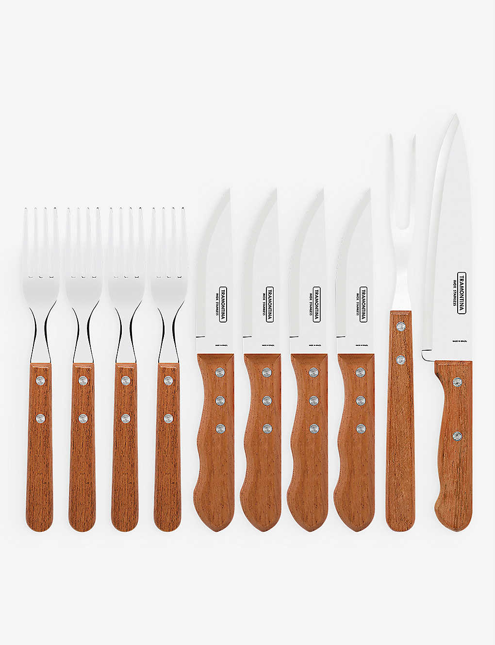 TRAMONTINA チュラスコ ステンレススチール ウッド カービングナイフ 10ピースセット Churrasco stainless-steel and wood carving knife ten-piece set