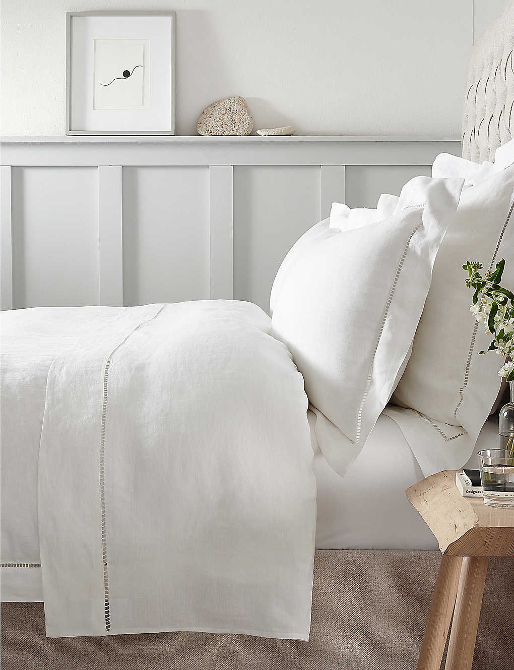 THE WHITE COMPANY サントリーニ エンペラー リネン ディープフィテッドシーツ Santorini emperor linen deep fitted sheet WHITE