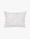 THE LITTLE WHITE COMPANY t[vg | |GxbVg RbgNbV 40~30cm Floral-print pom pom-embellished cotton cushion 40cm x 30cm WhitePink