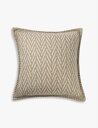 JOHNSTONS ヘリンボーン ジャカード ウールとカシミヤ混紡クッション 50cm x 50cm Heringbone jacquard wool and ...