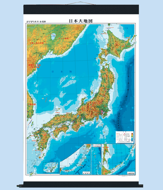 中判　日本地図 布軸製 2