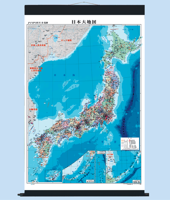 中判　日本地図 布軸製 3