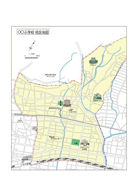 特注 地域(校区)地図 ラミネート加工地図データ(CD-ROM)付