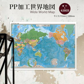 表面PP加工 世界地図 ポスター 国別色分け 行政図 水性ペン 2023年版