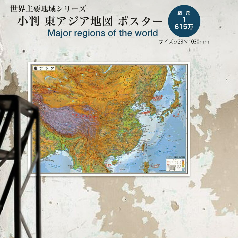 商品詳細 大 き さ728×1030mm 縮　　尺615万分の1 発行年度地図情報は毎年更新しています。 素　　材マットタイプの紙製です。Detail 商 品 説 明 日本を含む東アジア地域の地図です。 日本に最も近い国々には日本企業の進出も進み、 関係の深い地域になりました。 地図は等高線段彩と精緻なレリーフを併用することで、立体的に見える地形表現をしています。 巻いて紙筒に入れてお送りいたします。