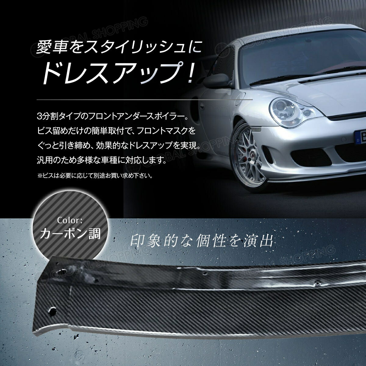 希少 大人気 分割式 アンダーカナード フロント リップスポイラー 汎用 カーボン柄 Abs製 3分割タイプ エアロ フロントバンパー リップスポイラー Fls 002 C 21年春夏再販 Loscampesinosecolodge Com