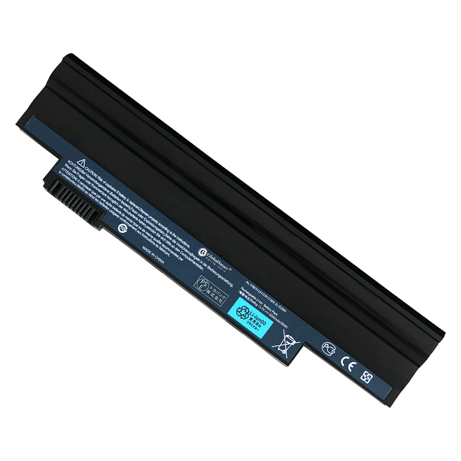 Globalsmart 新品 ACER Aspire One D257E 互換バッテリー【7800mAh 11.1V】対応用 1年保証 高性能 PSE認証 互換バッテリパック XDS