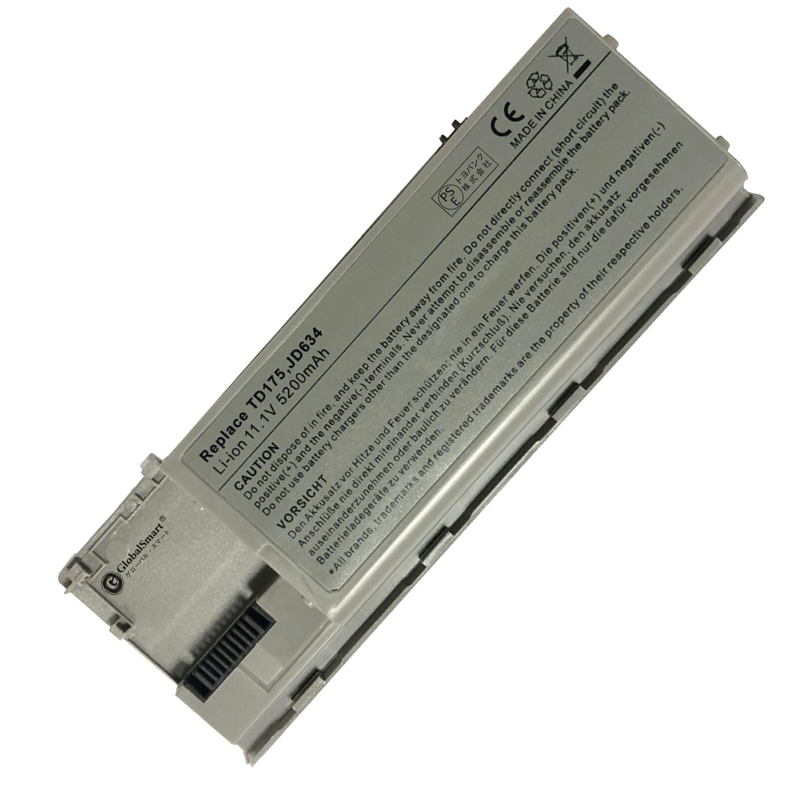 Globalsmart 新品 DELL Latitude D620 互換バッテリー【5200mAh 11.1V】対応用 1年保証 高性能 PSE認証 互換バッテリパック XDS