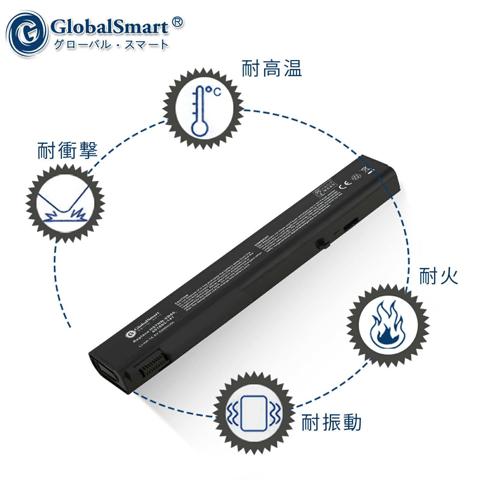 Globalsmart 新品 HP 484788-001 互換バッテリー【5200mAh 14.4V】対応用 1年保証 高性能 PSE認証 互換バッテリパック XDS 3